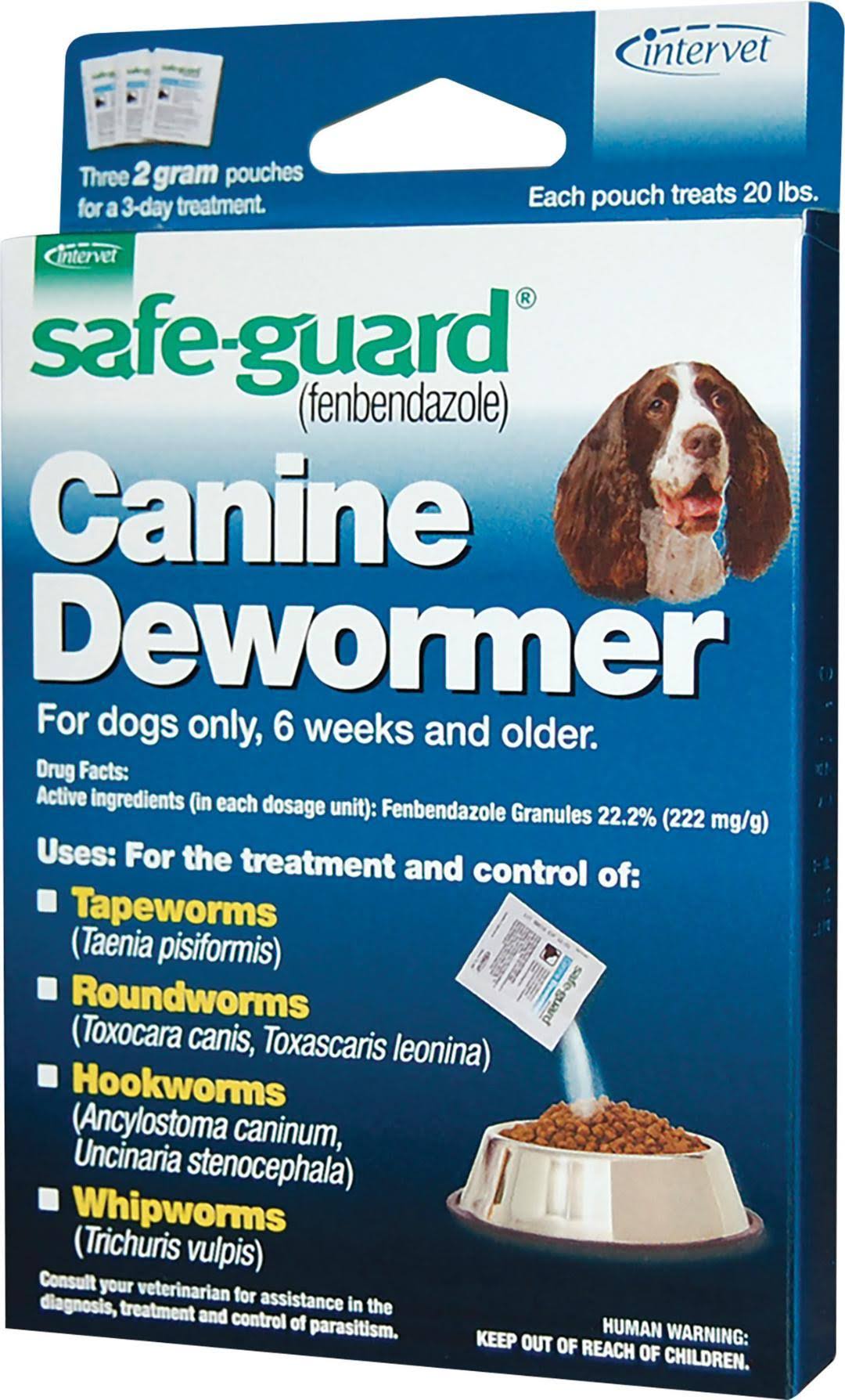 8 in 1 Safe Guard Canine Dewormer for Dogs - for 6 Weeks and Older, 2g Pouches, Pack of 3