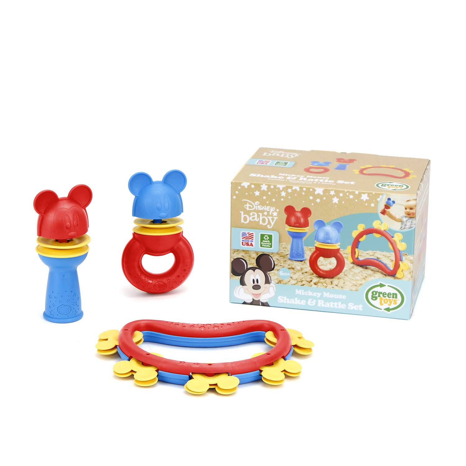 Green Toys Disney Baby Exclusive - Mickey Mouse Shake & Rattle Set,