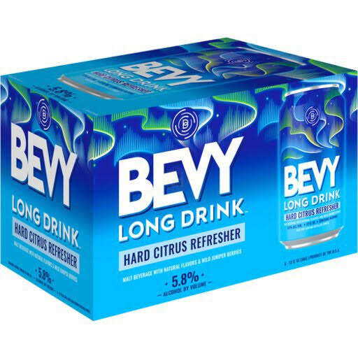 Bevy Long Drink Hard Refresher, Citrus - 6 pack, 12 fl oz cans