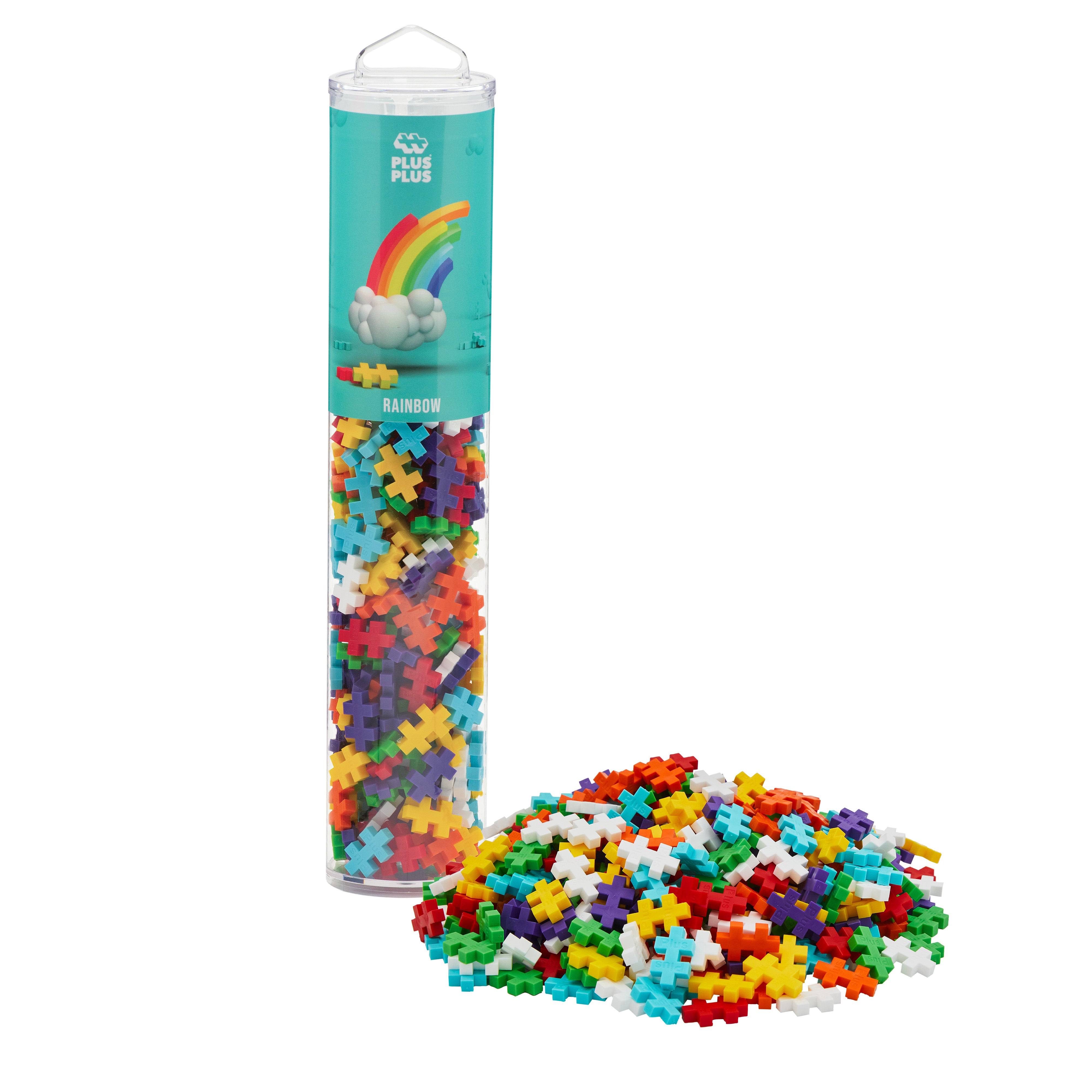 Plus Plus - Open Play Tube - 240 Piece Rainbow Mix - Construction Building Stem / Steam Toy, Interlocking Mini Puzzle Blocks For Kids