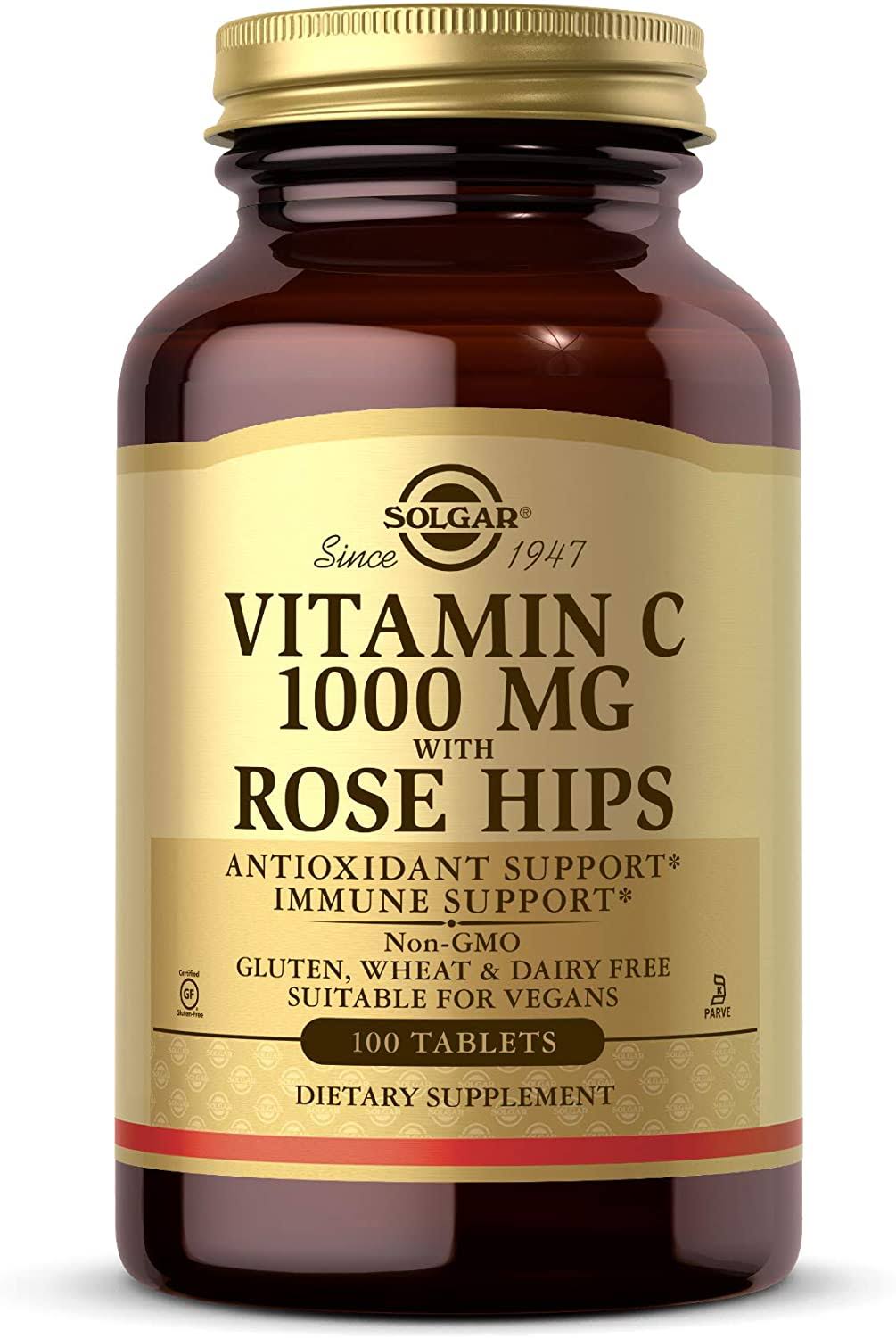 Solgar Vitamin-C 1000mg & Rose Hips Dietary Supplement - 100 Tablets