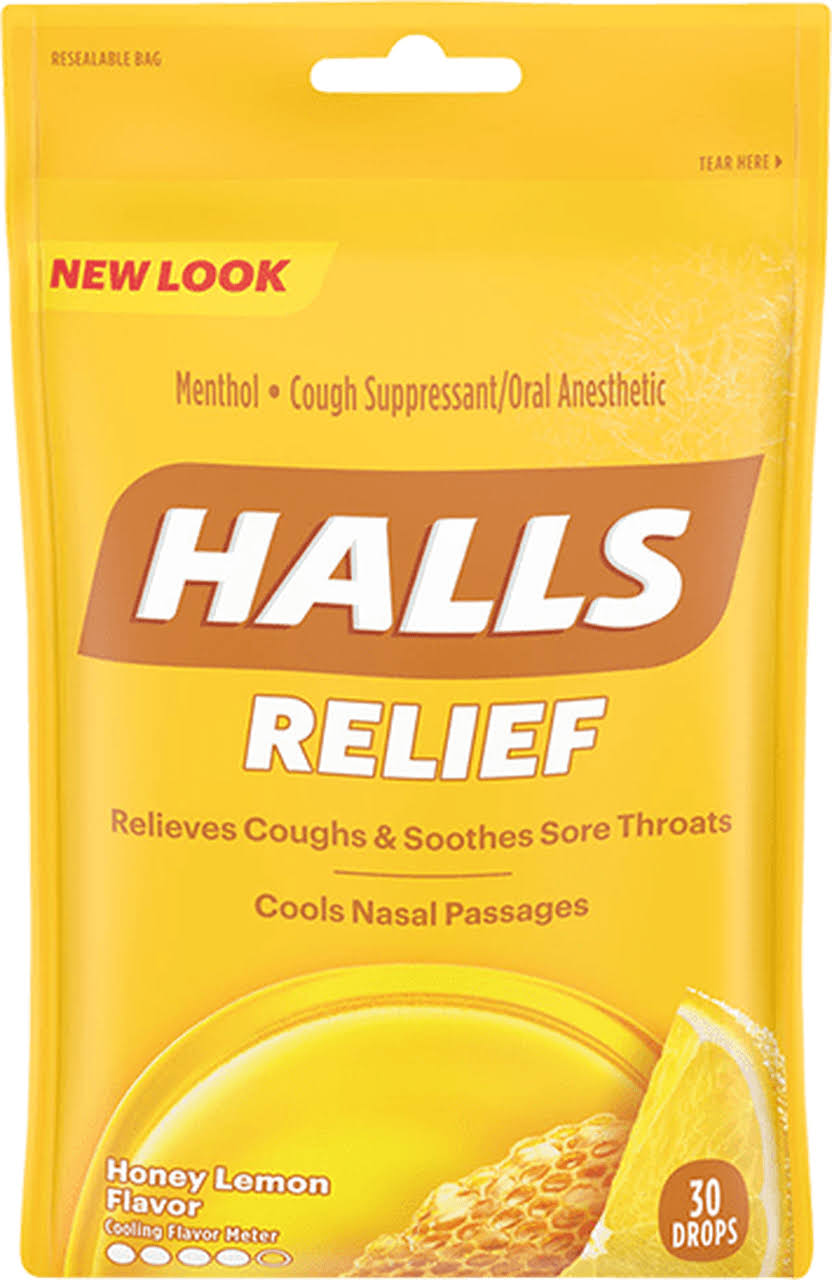 Halls Halls Relief Mentho-Lyptus Honey Lemon Flavour, 30 Cough Drops 30.0 ea