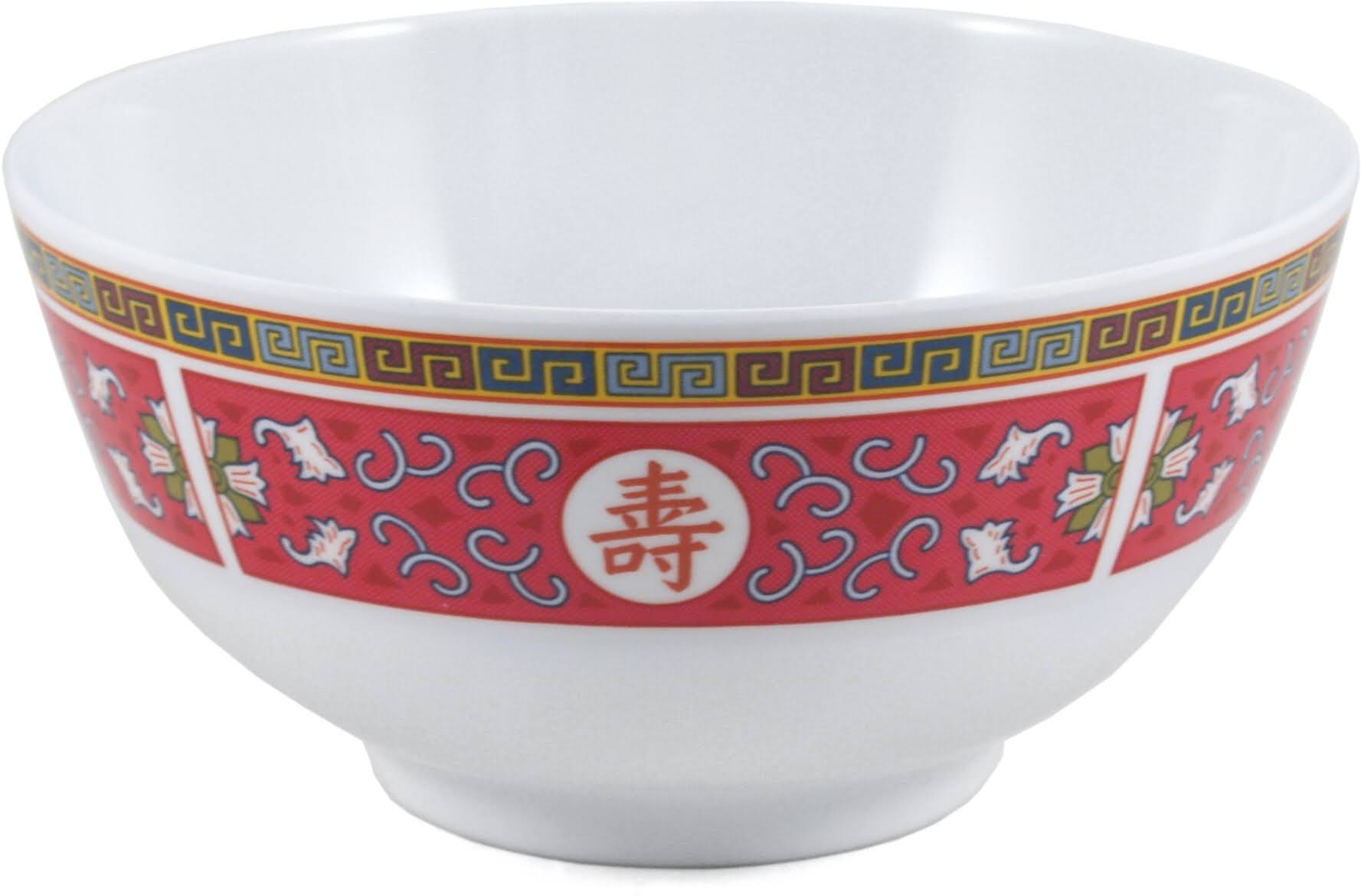 Red Longevity Asian Ware Melamine Footed Bowl