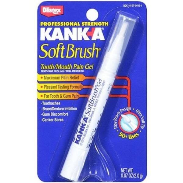 Blistex Kanka Soft Brush Tooth and Mouth Pain Gel - Professional Strength , 2g, Pack of 3
