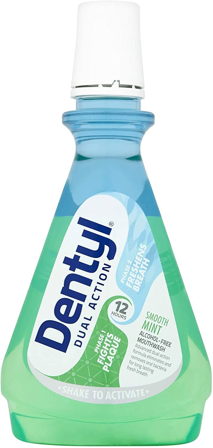Dentyl Dual Action 12Hours Alcohol-Free Mouthwash - Smooth Mint, 500ml