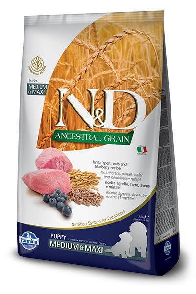 N&D Grain Free Puppy Medium And Maxi Dog Food - Lamb And Blueberry, 2.5kg
