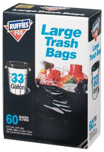 Ruffies Pro Berry Plastics Drawstring Trash Bags - 33 Gallon, 30pcs