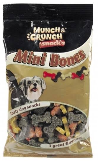 Munch and Crunch Mini Bones Dog Snacks - Chicken, Beef and Lamb, 140g