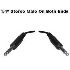 Cable: 1/4" Stereo Male to 1/4" Stereo Male, 25 ft