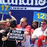 What is 'Smithfield Death Star' as protestor interrupts Nathan's hot dog eating contest?