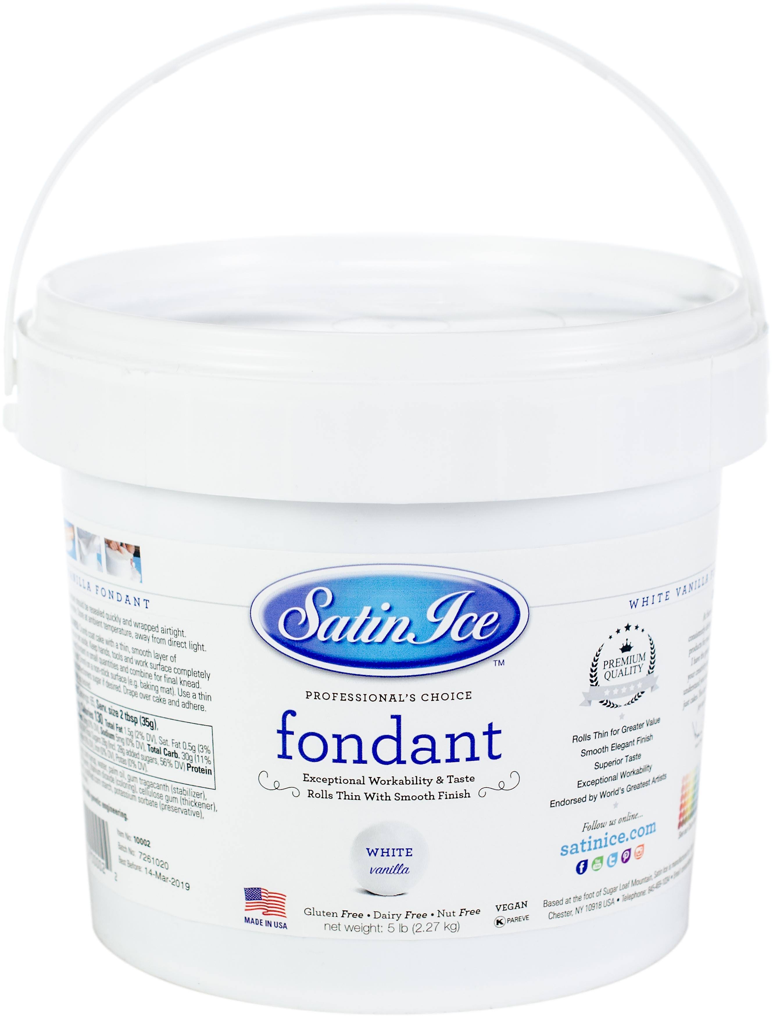 Satin Ice Rolled Fondant - White, Vanilla Flavor, 5lbs