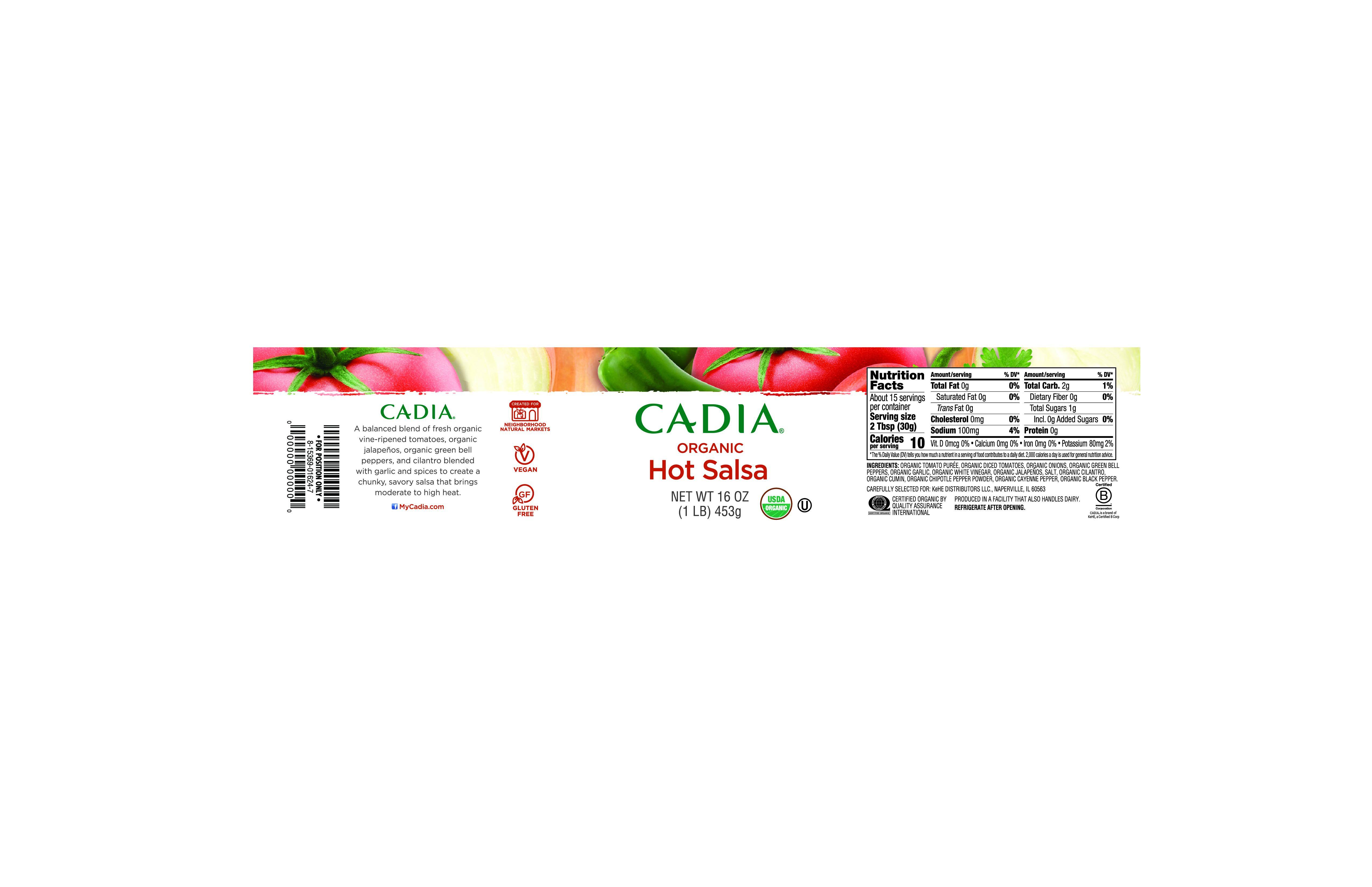 Cadia Salsa, Organic, Hot - 16 oz