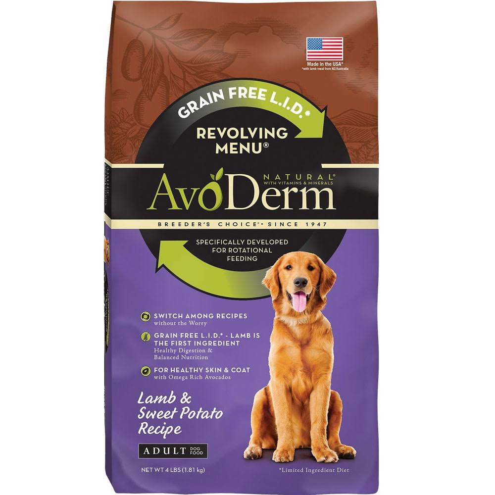 Avoderm Natural Revolving Menu Dry Dog Food - Lamb and Sweet Potato Recipe, 4lbs