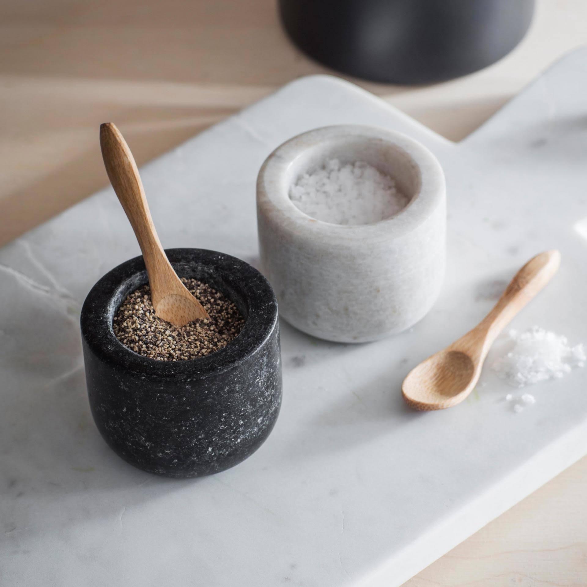 Garden Trading Salt & Pepper Granite & Marble Pinch Pots with Spoon