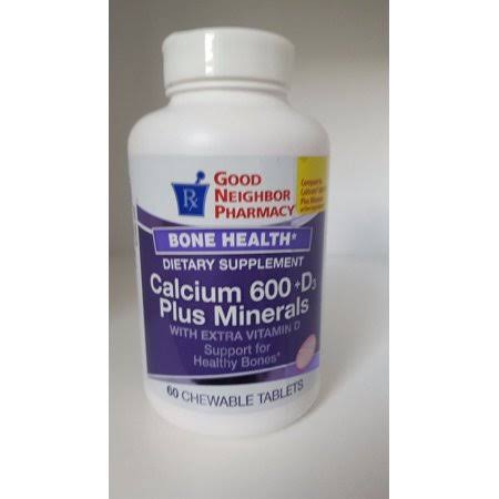 GNP Calcium 600 +D3 Plus Minerals 60 Chewable Tablets