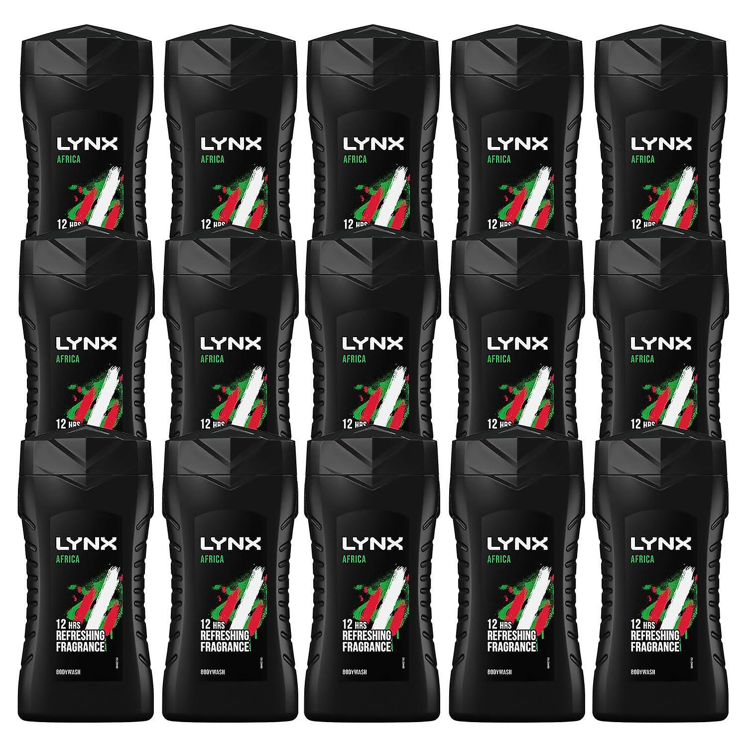 Lynx Energy Boost Shower Gel Body Wash, Africa, 15 Pack, 50ml