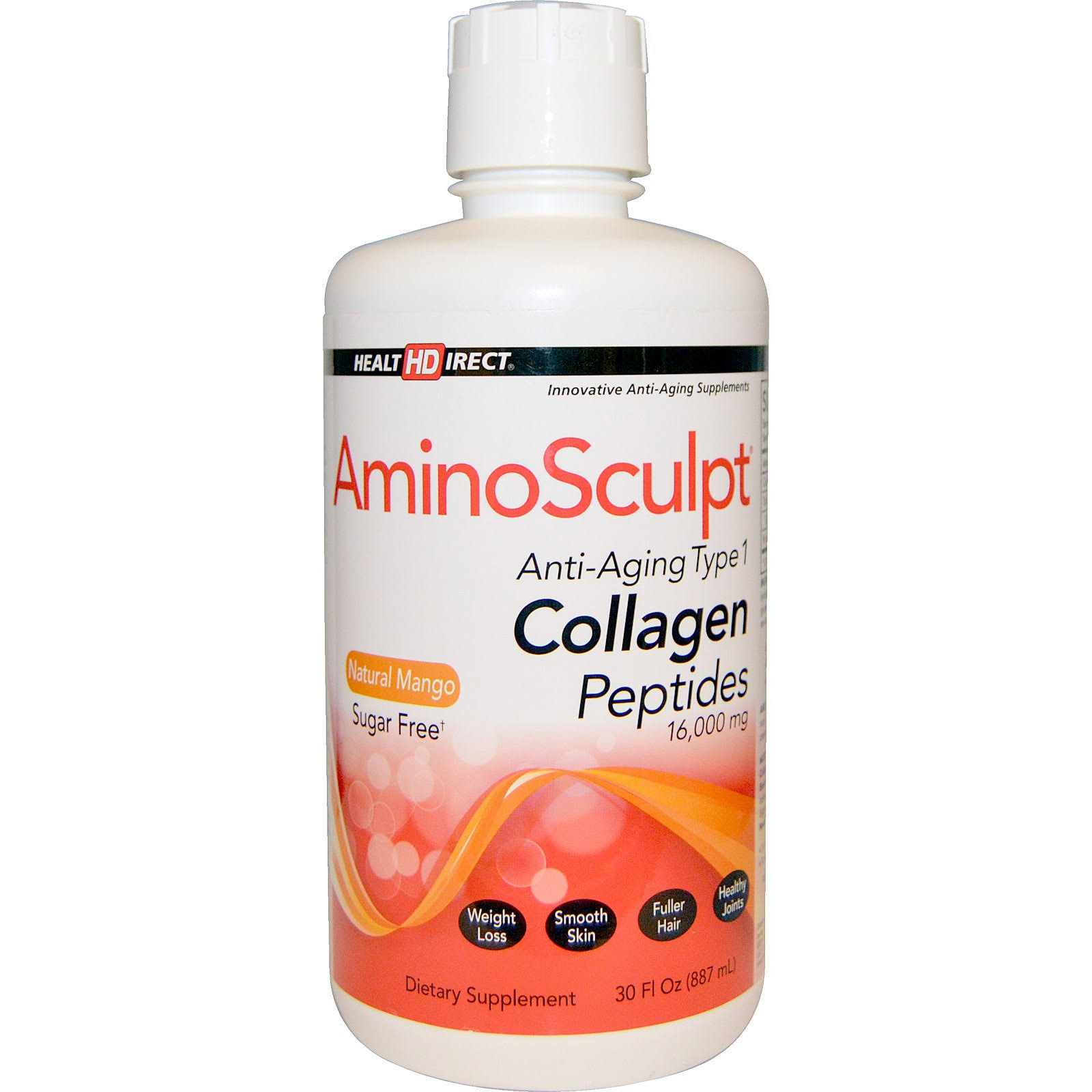 Health Direct's AminoSculpt Sugar-Free Type 1 Liquid Collagen Peptides - Natural Mango, 30oz