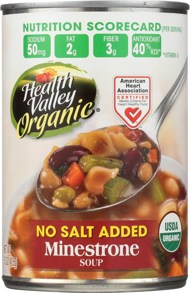 Health Valley Organic No Salt Added Minestrone Soup - 15oz