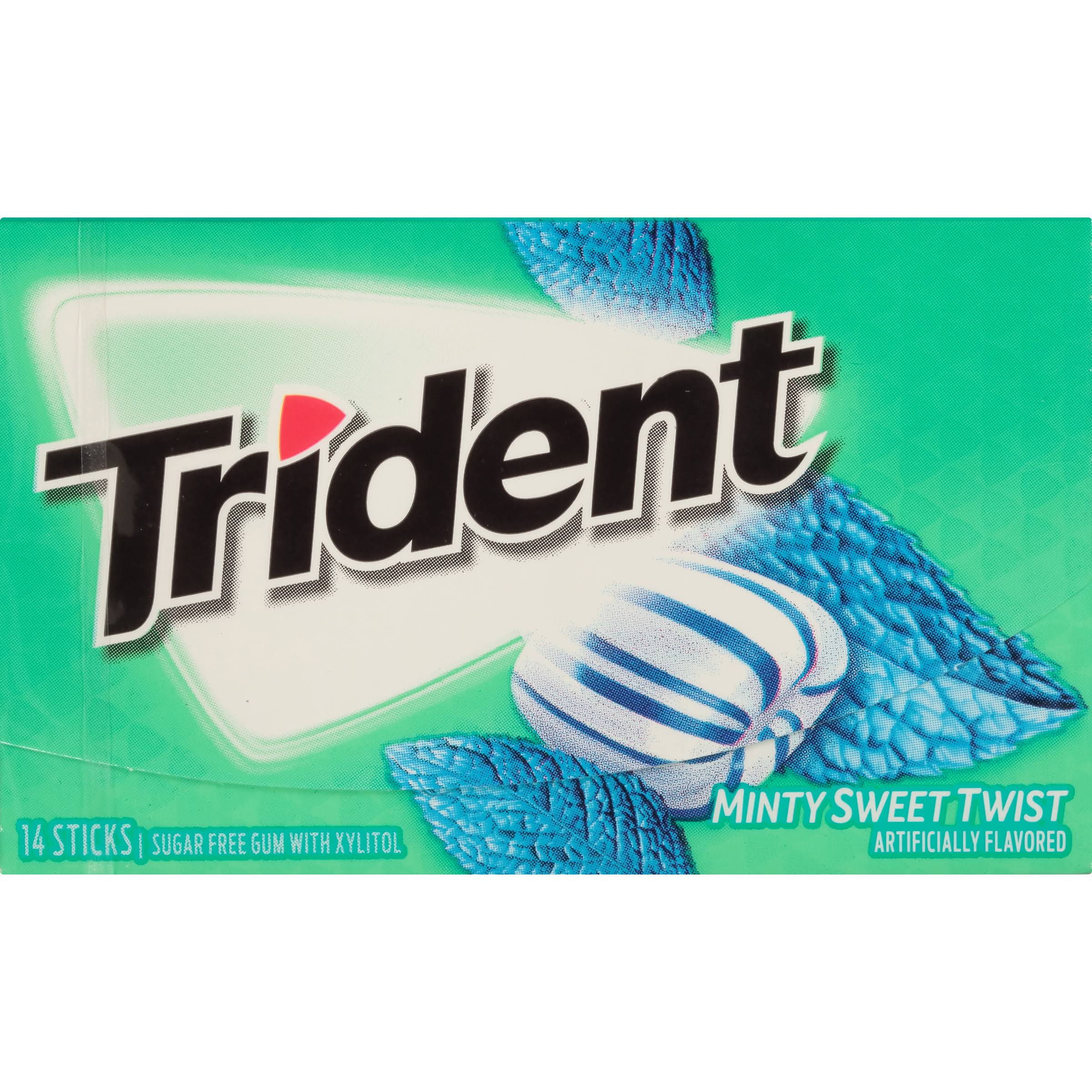 Trident Gum with Xylitol, Sugar Free, Minty Sweet Twist - 14 sticks