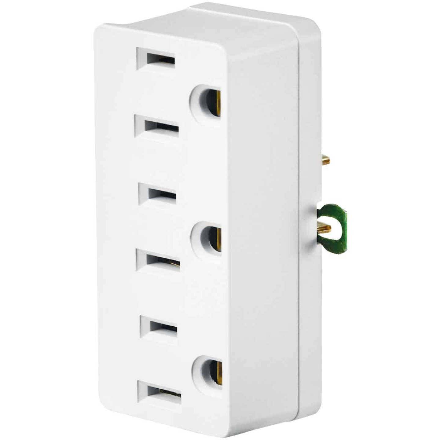 Leviton 002-00698-00w Grounding Triple Outlet Adapter, White