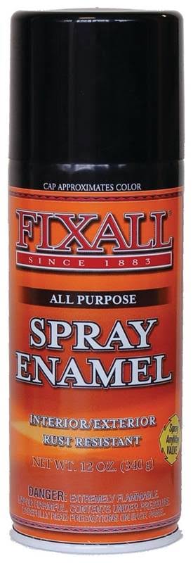Fixall All Purpose Oil Base Spray Enamel - Gloss Black, 12oz