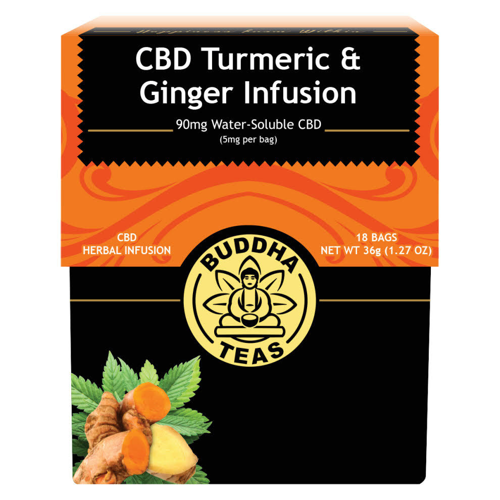 Organic Turmeric Ginger Infusion with Hemp Extract - 18 Bleach Free Tea Bags