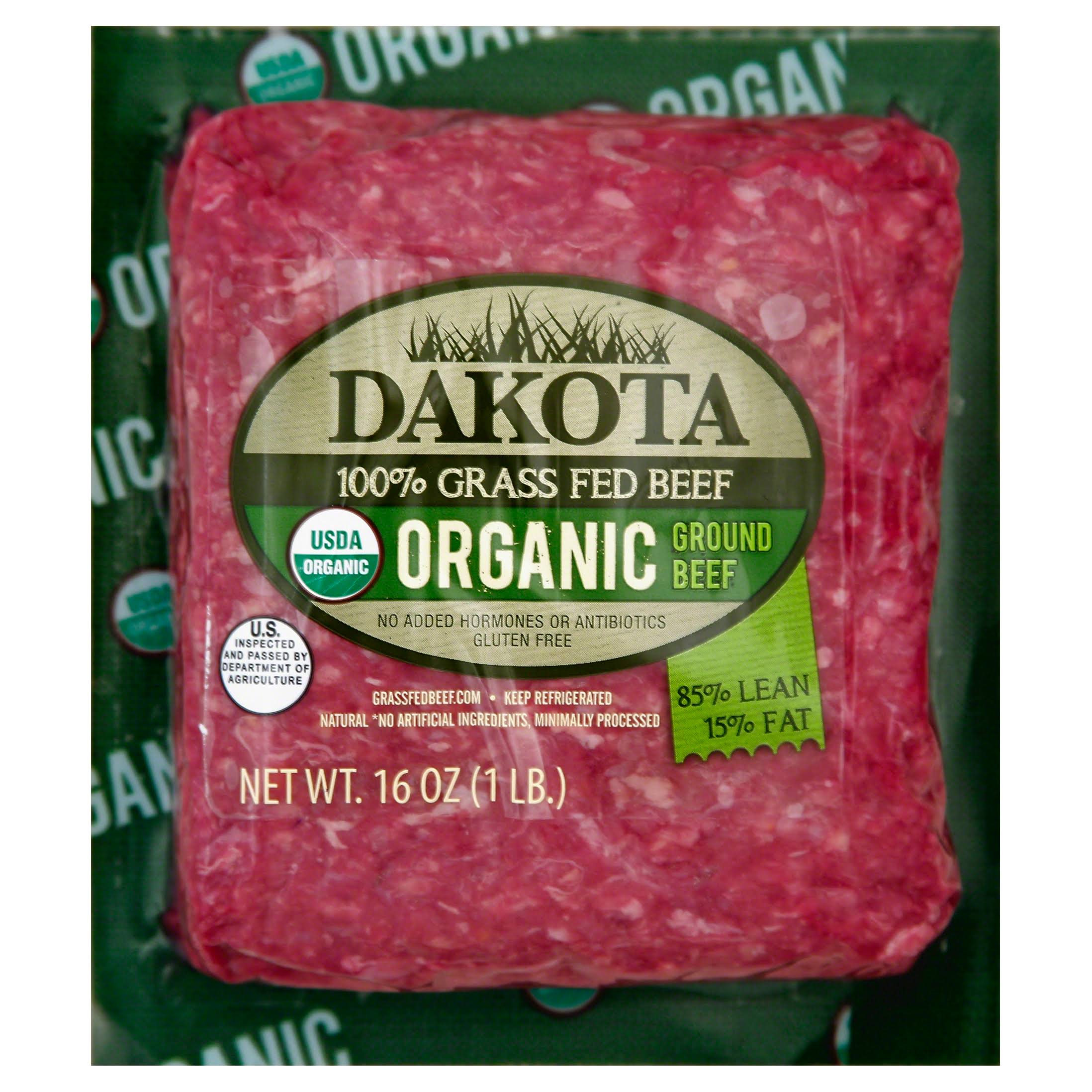 Dakota Beef, Organic, Ground, 85%/15% - 16 oz