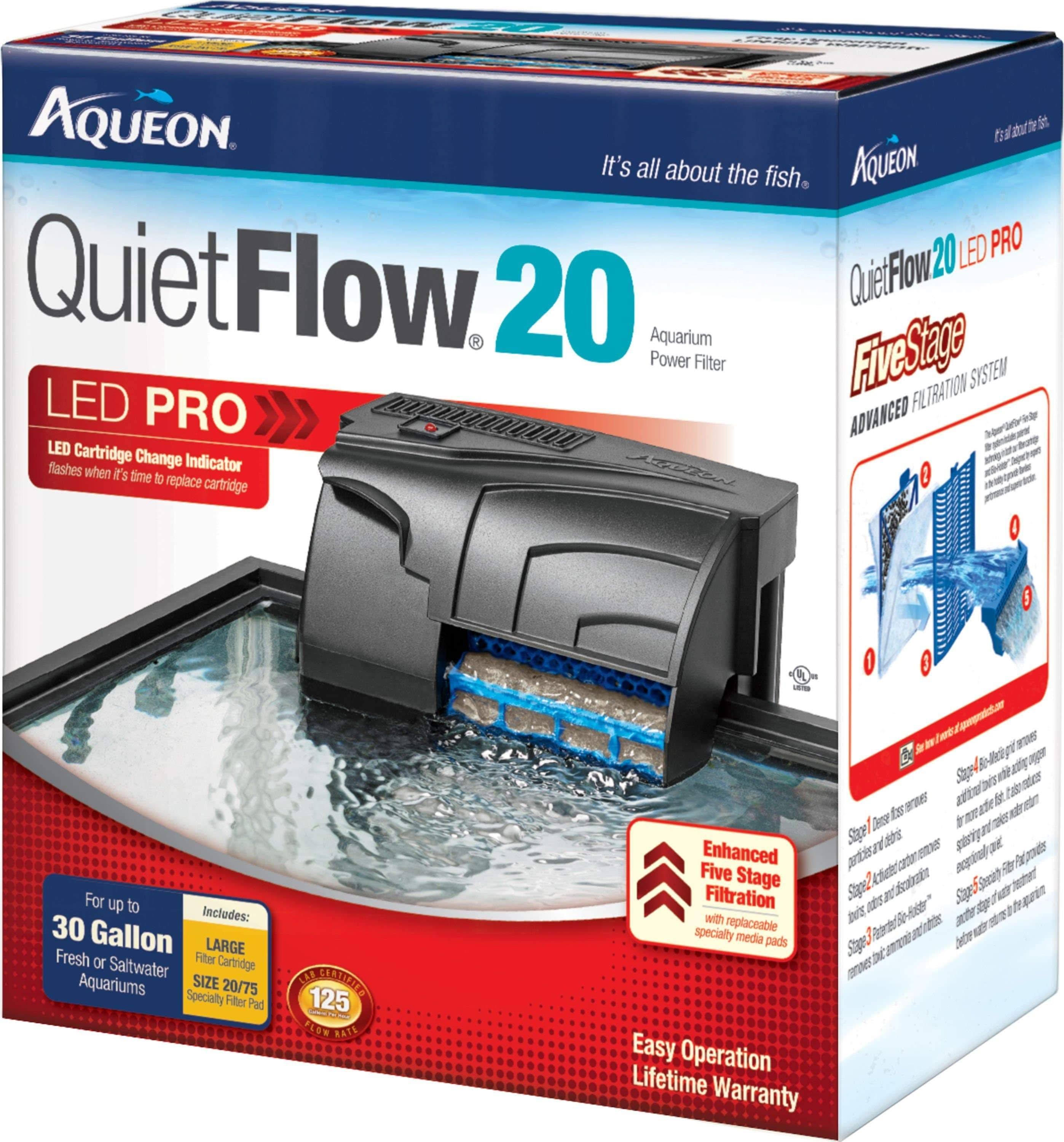 Aqueon QuietFlow20 Led Pro Aquarium Power Filter