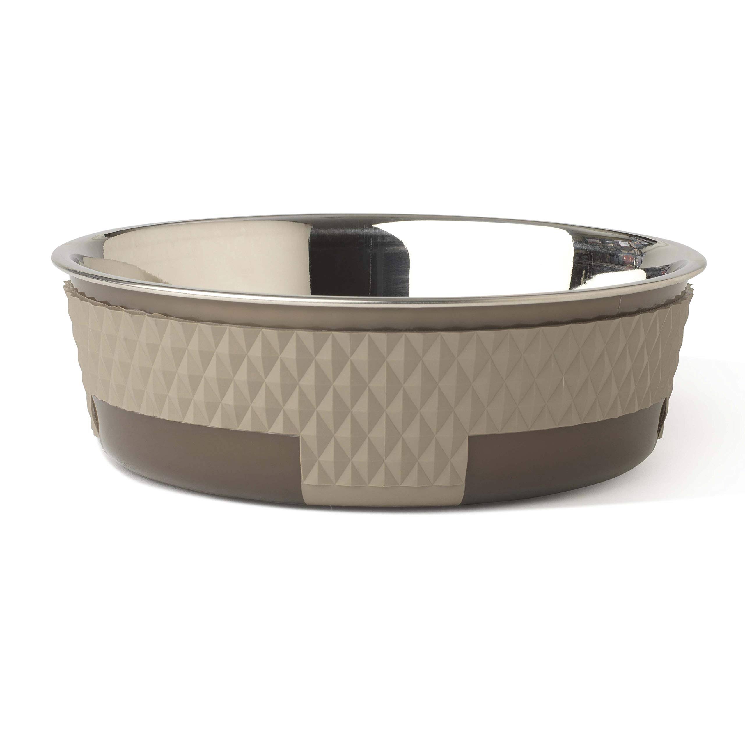 Petrageous Designs Kona Non-Skid Stainless Steel Dog Bowl, Taupe, 6.5-Cup