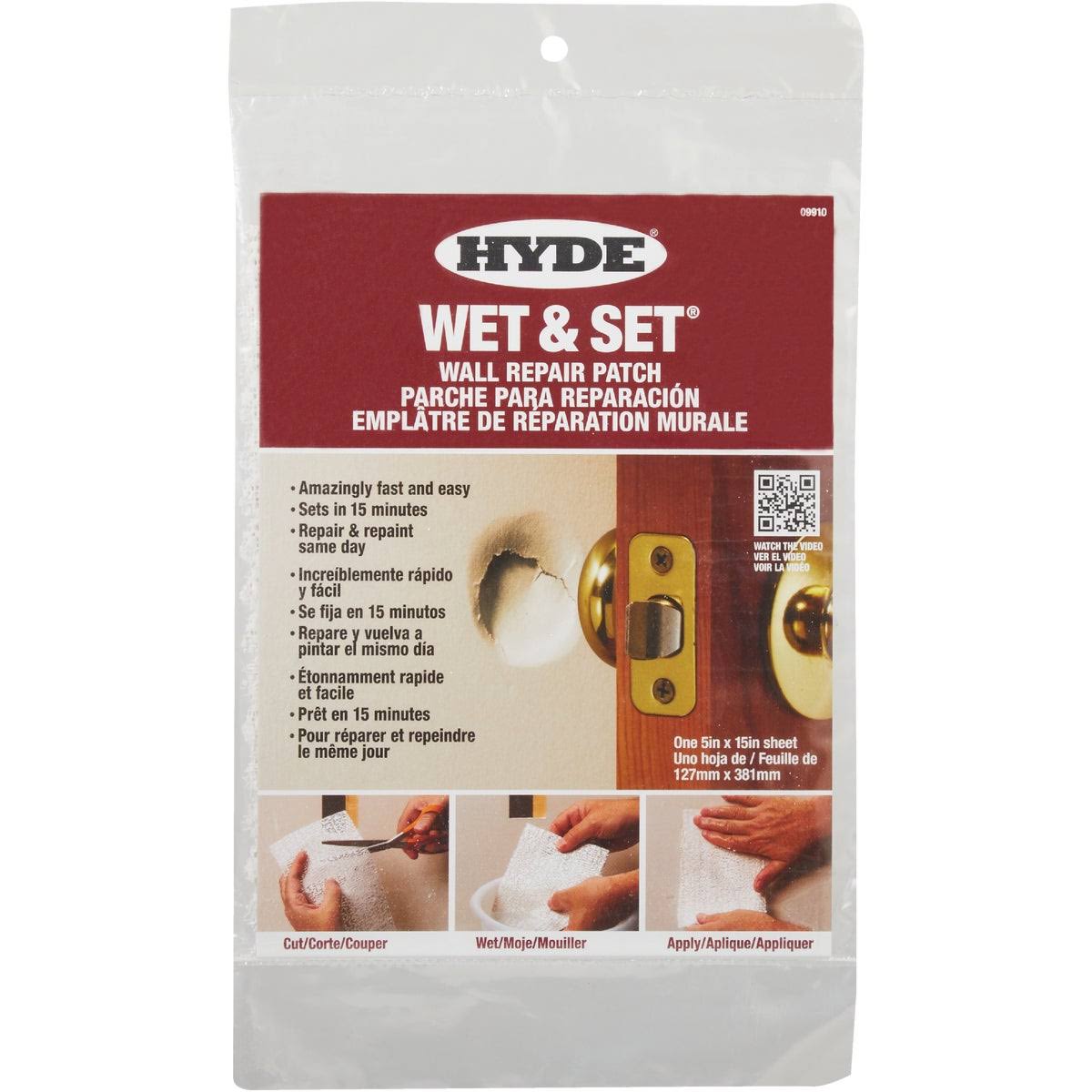 Hyde Tools 09910 Wet and Set Wall and Ceiling Drywall Repair Patch - 5"x15"
