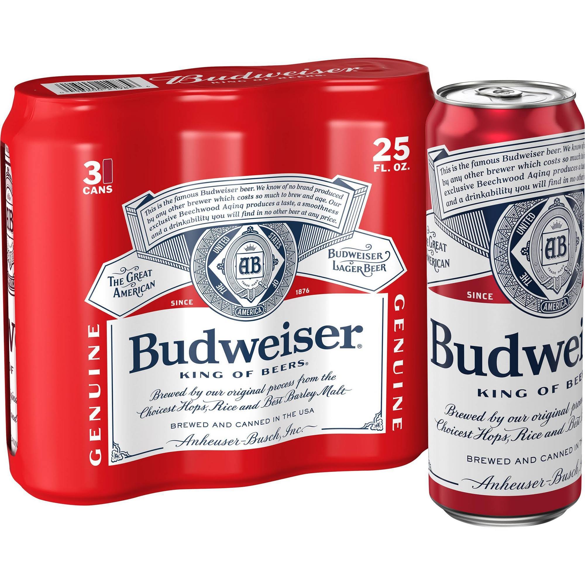 Budweiser Beer - 25 oz, 3 pack