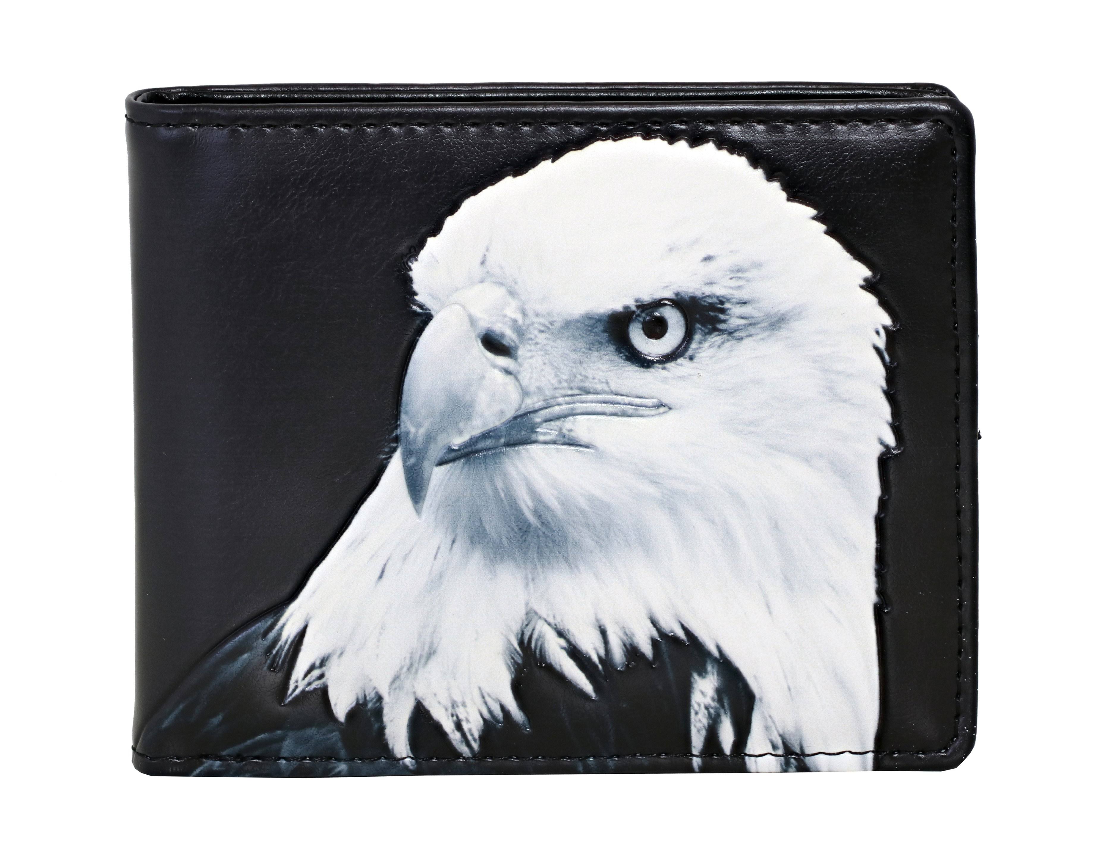 Shagwear Eagle Men's Bi-Fold Faux Leather Wallet, Black