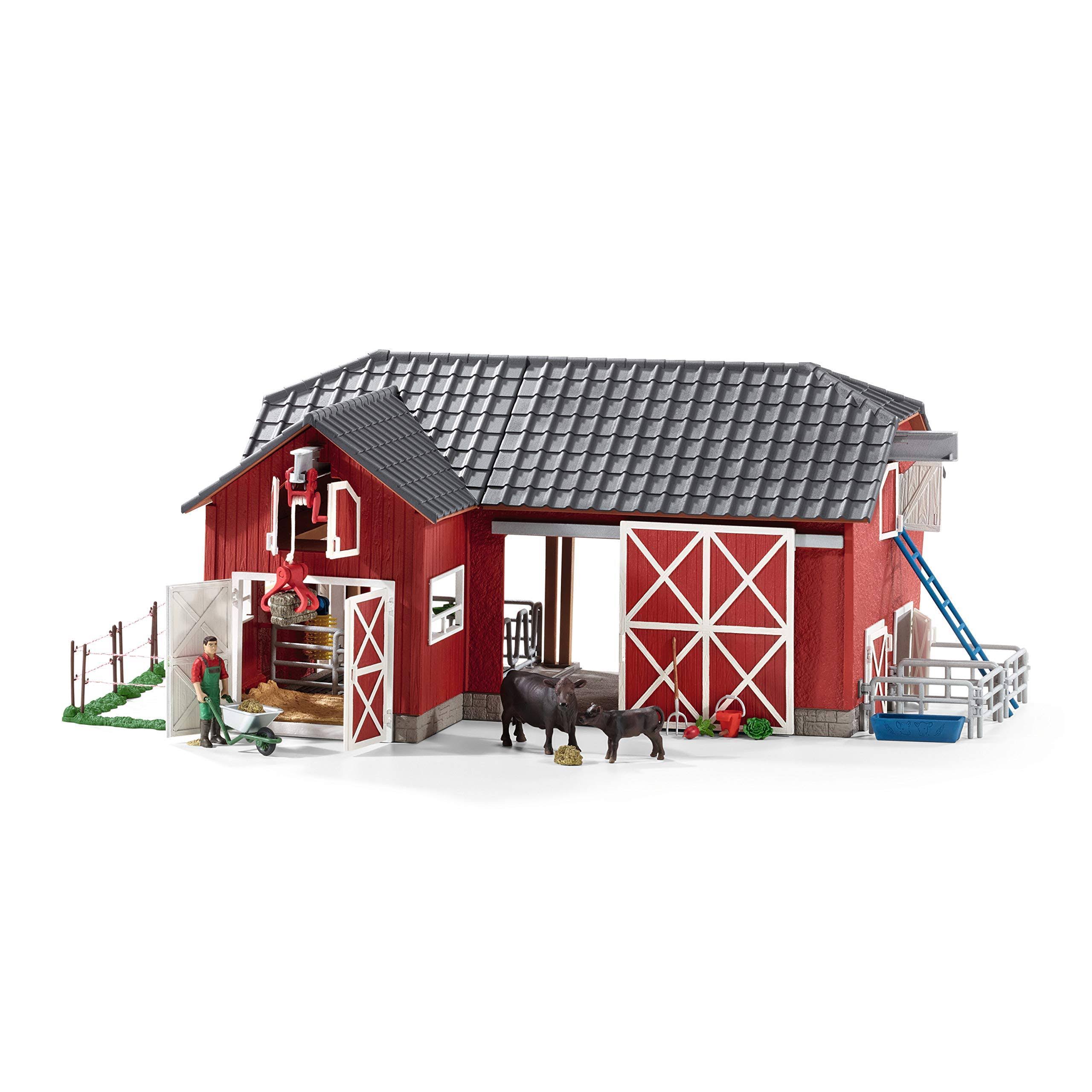 Schleich Farm World Large Toy Barn and Farm Accessories 27-piece Plays