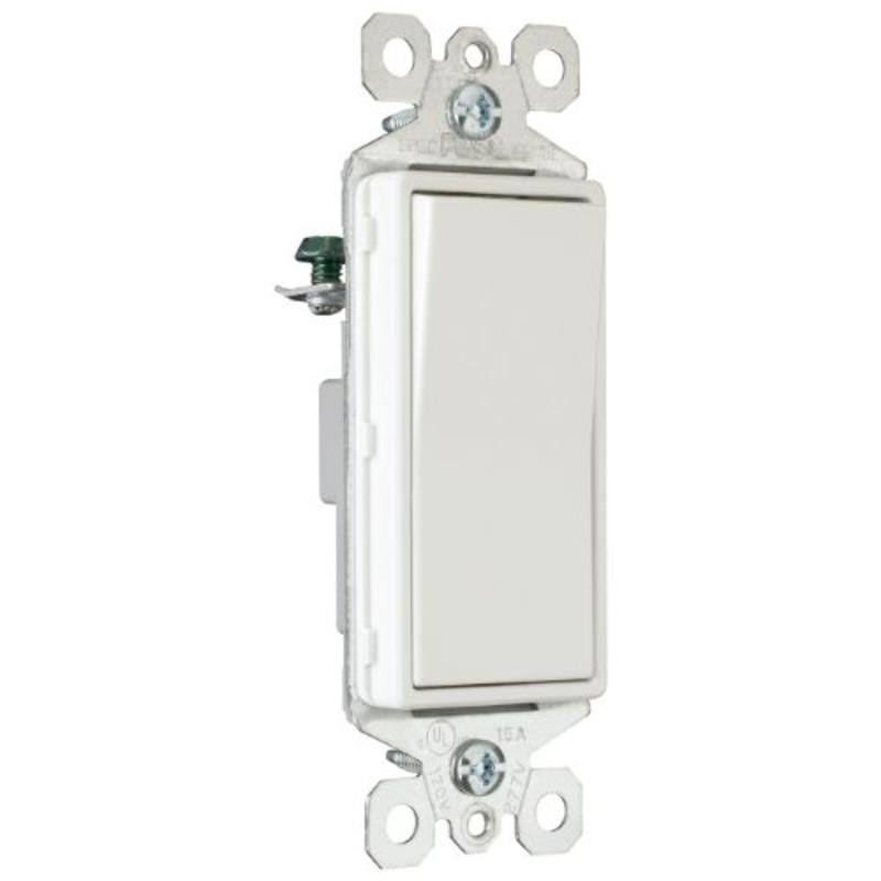 Pass and Seymour Single Pole Decorator Switch - 15A, White