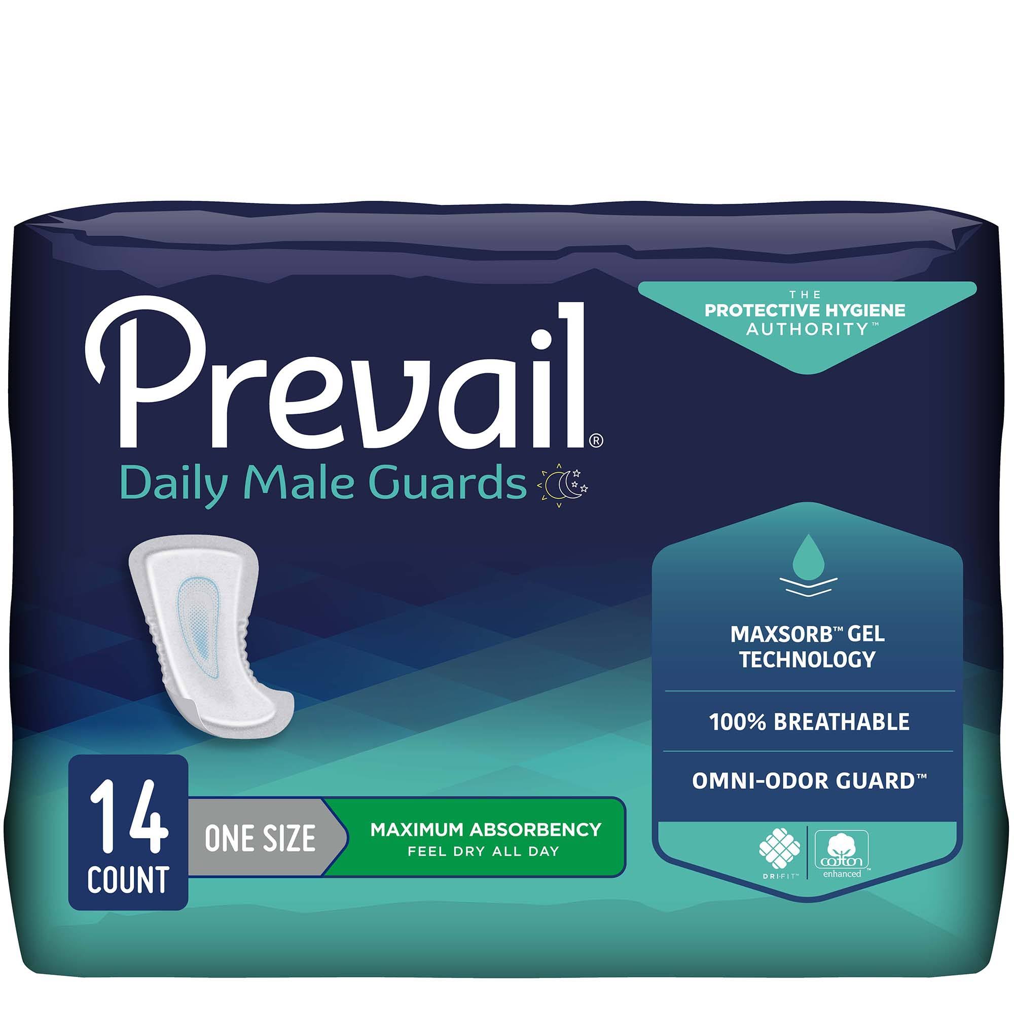 Prevail Maximum Absorbency Incontinence Male Guards, 13" - 14 count