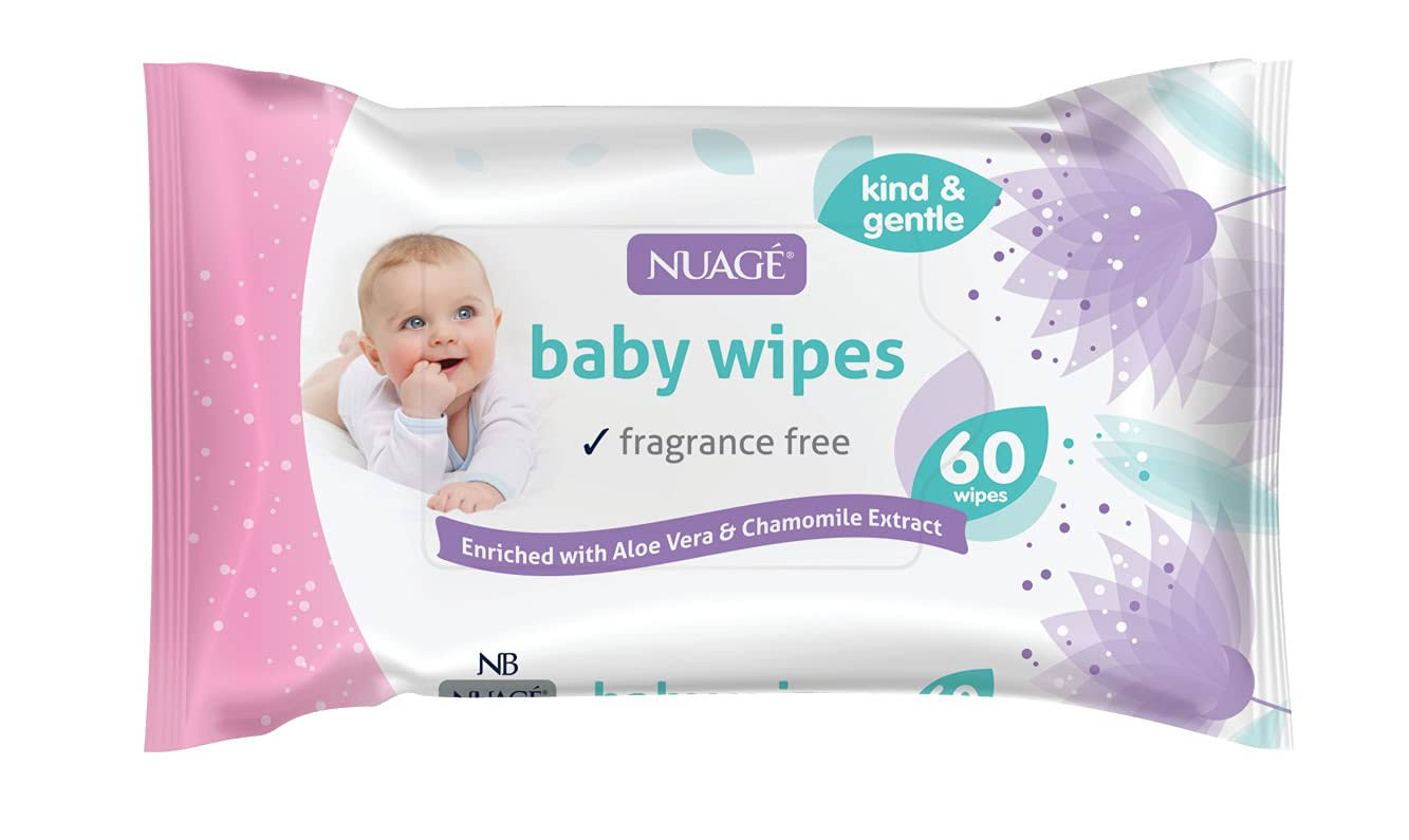 Nuage Baby Wipes, Kind & Gentle, 2 x 60 Pack (120 Wipes), Neutral