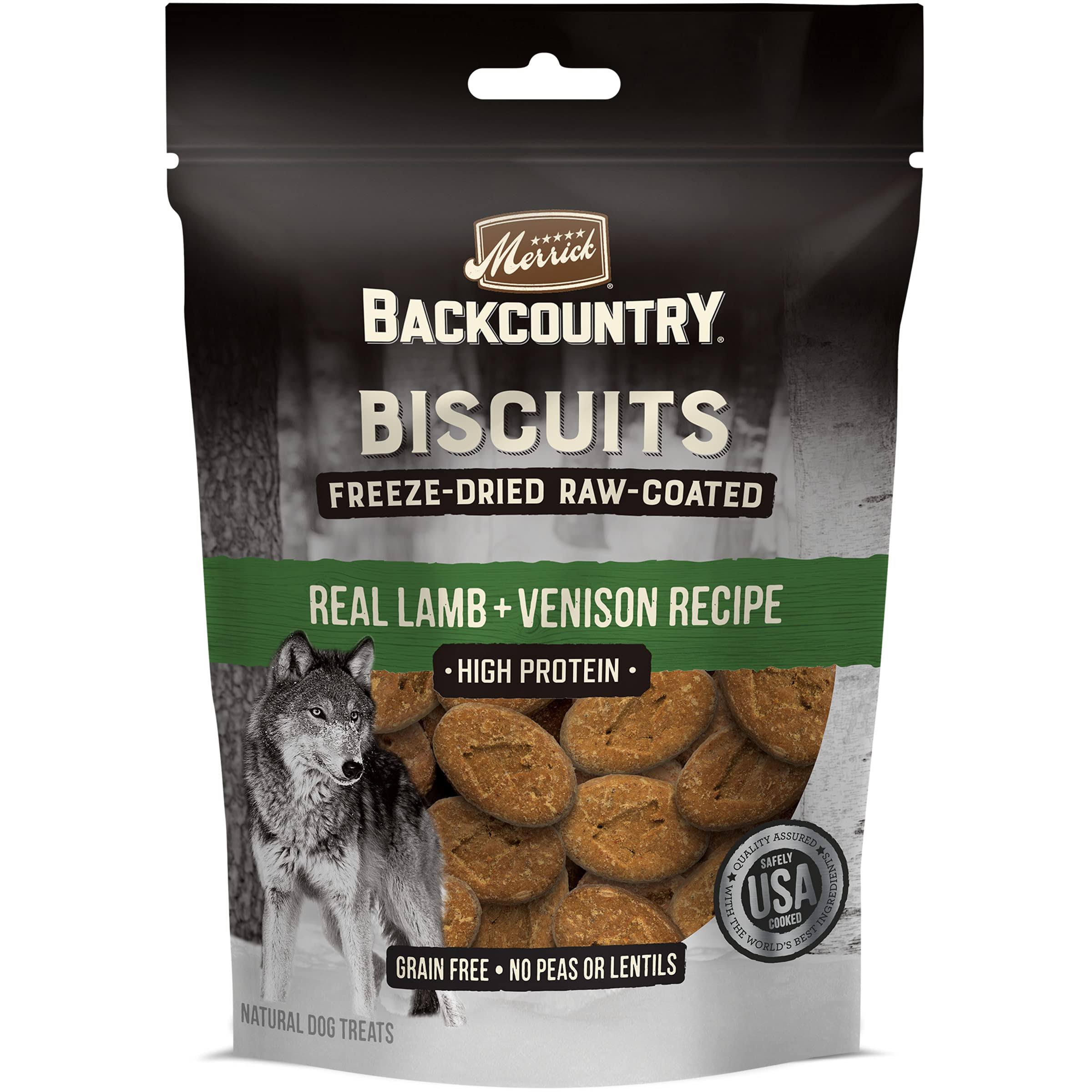 Merrick Backcountry Freeze Dried Raw Coated Biscuit - Lamb & Venison | Dog Treat | Size: 283 g