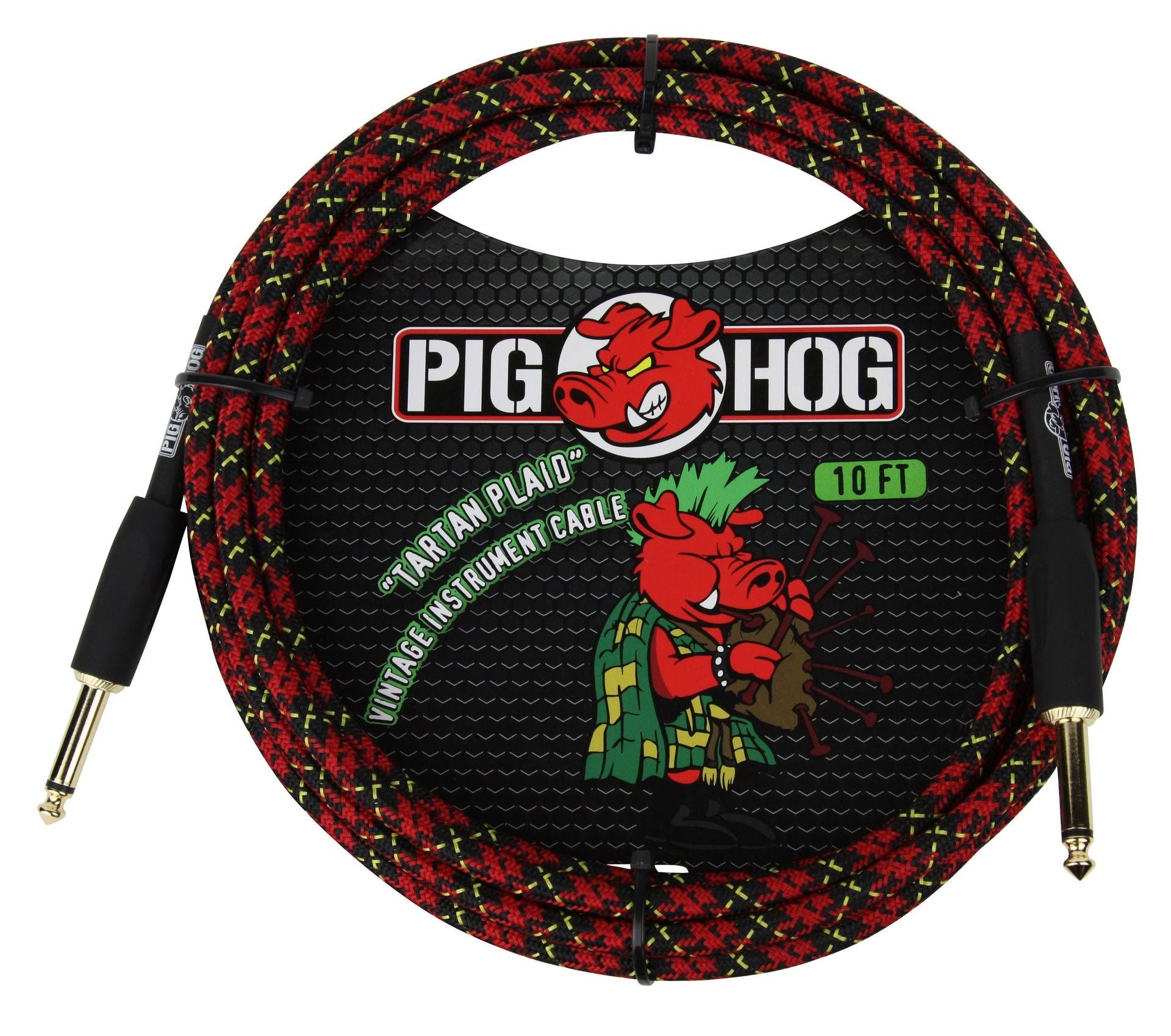Pig Hog Instrument Cable - 10', Tartan Plaid