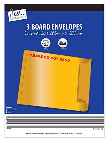 Just-stationery 265 x 350 mm Board Envelope (Pack of 3)