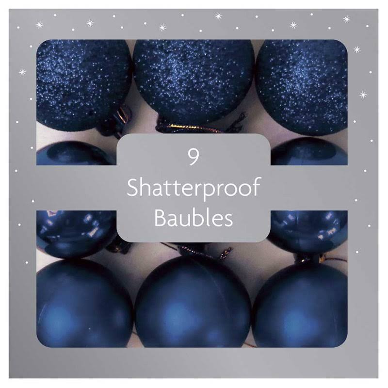 Festive Wonderland Shatterproof Baubles (Pack of 9) - Blue