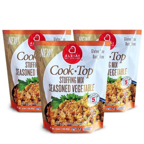 Aleia's Best Taste Ever Cook Top Stuffing Mix Seasoned Vegetable - 5.5 oz / 3 Pack –Rich, Flavorful Taste, Ready in 5 Minutes, Stuffing For Gluten