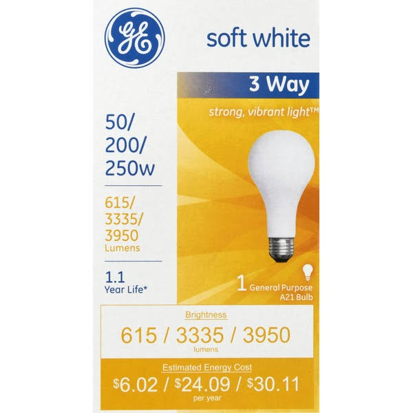 GE Lighting 3-Way Light Bulb - Soft White, A21