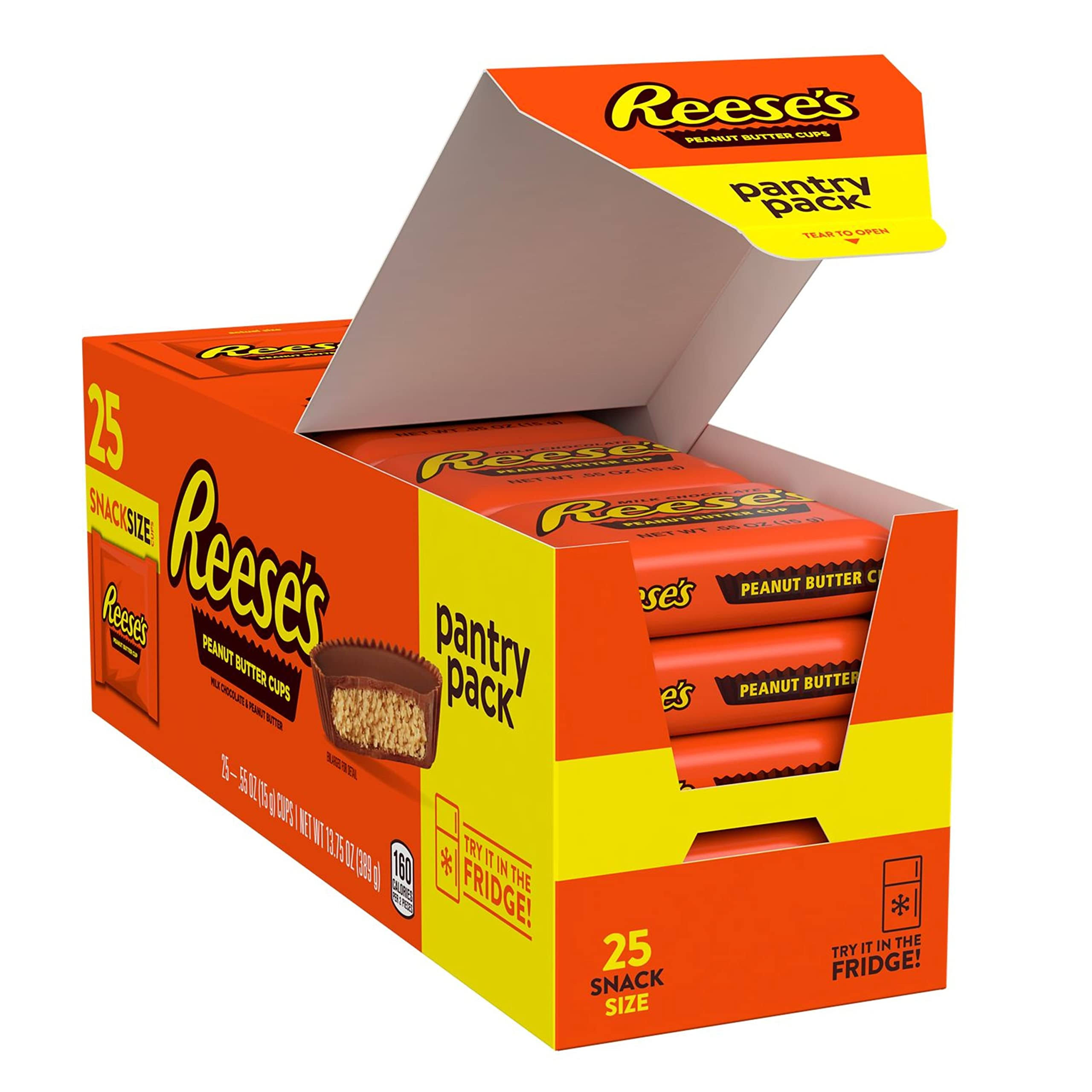 Reese's Milk Chocolate Peanut Butter Cups Snack Size Candy, Gluten Free, Individually Wrapped, 13.75 oz Pantry Pack (25 Pieces)