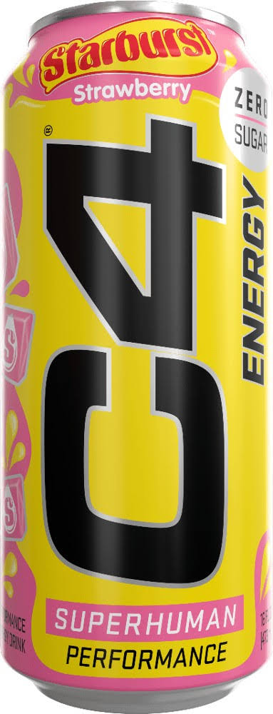 C4 Energy Drink, Starburst Strawberry, Zero Sugar - 16 fl oz