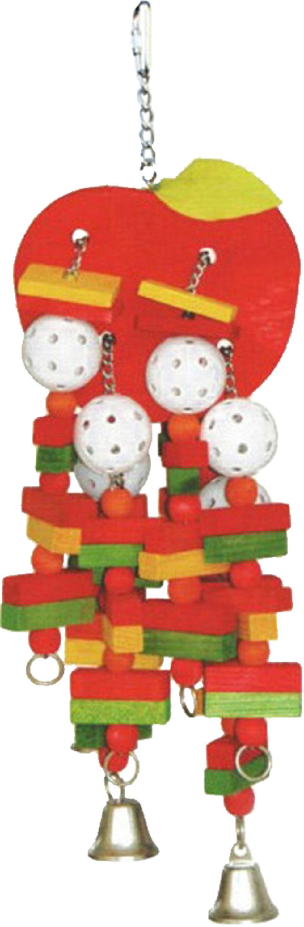 A & E Cage Company-Happy Beaks Wooden Apple Bird Toy- Multi Large