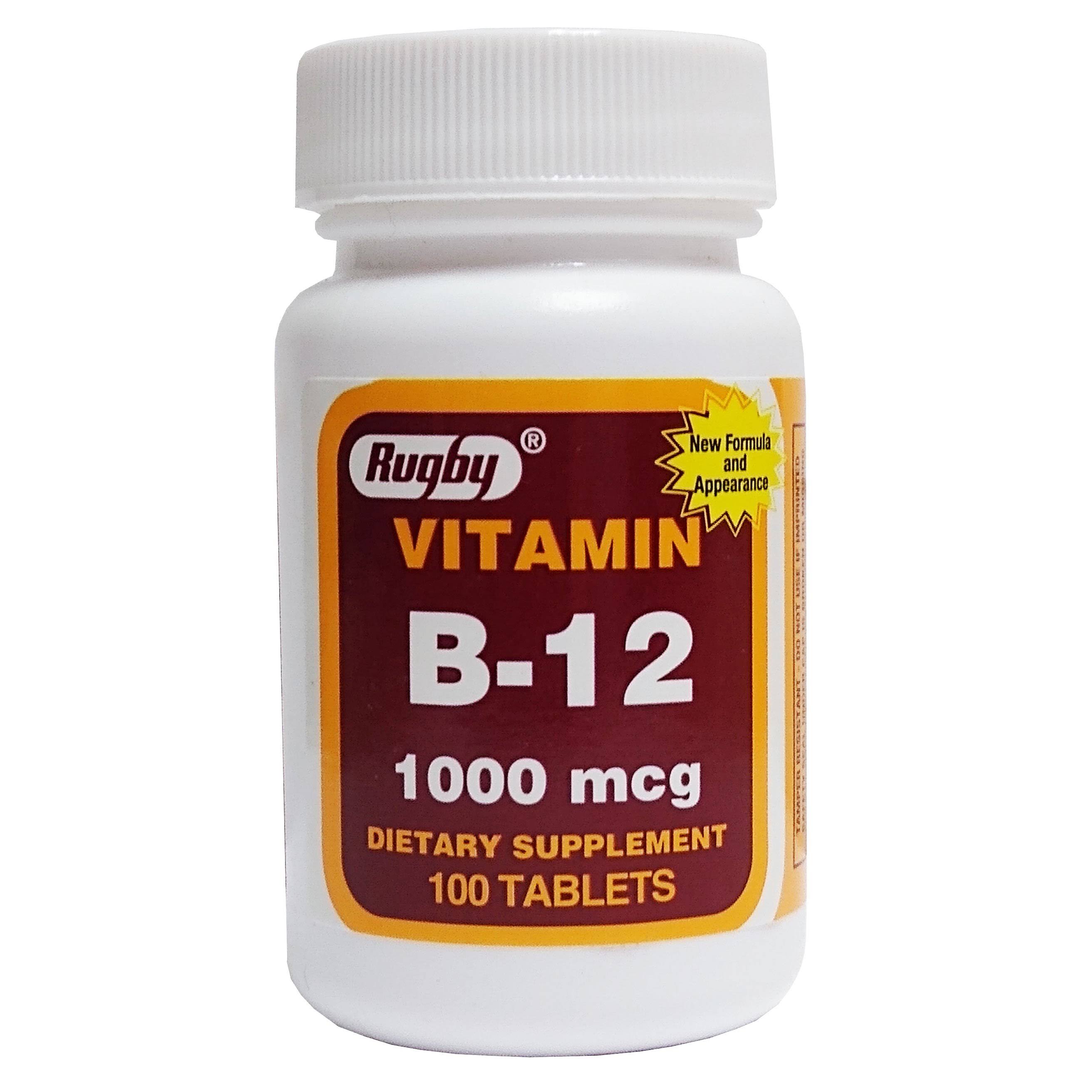 Rugby Vitamin B-12 1000 mcg 100 Tablets, 1 Bottle Each, by Rugby