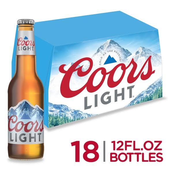 Coors Light Beer Bottles - 12oz, 18pk