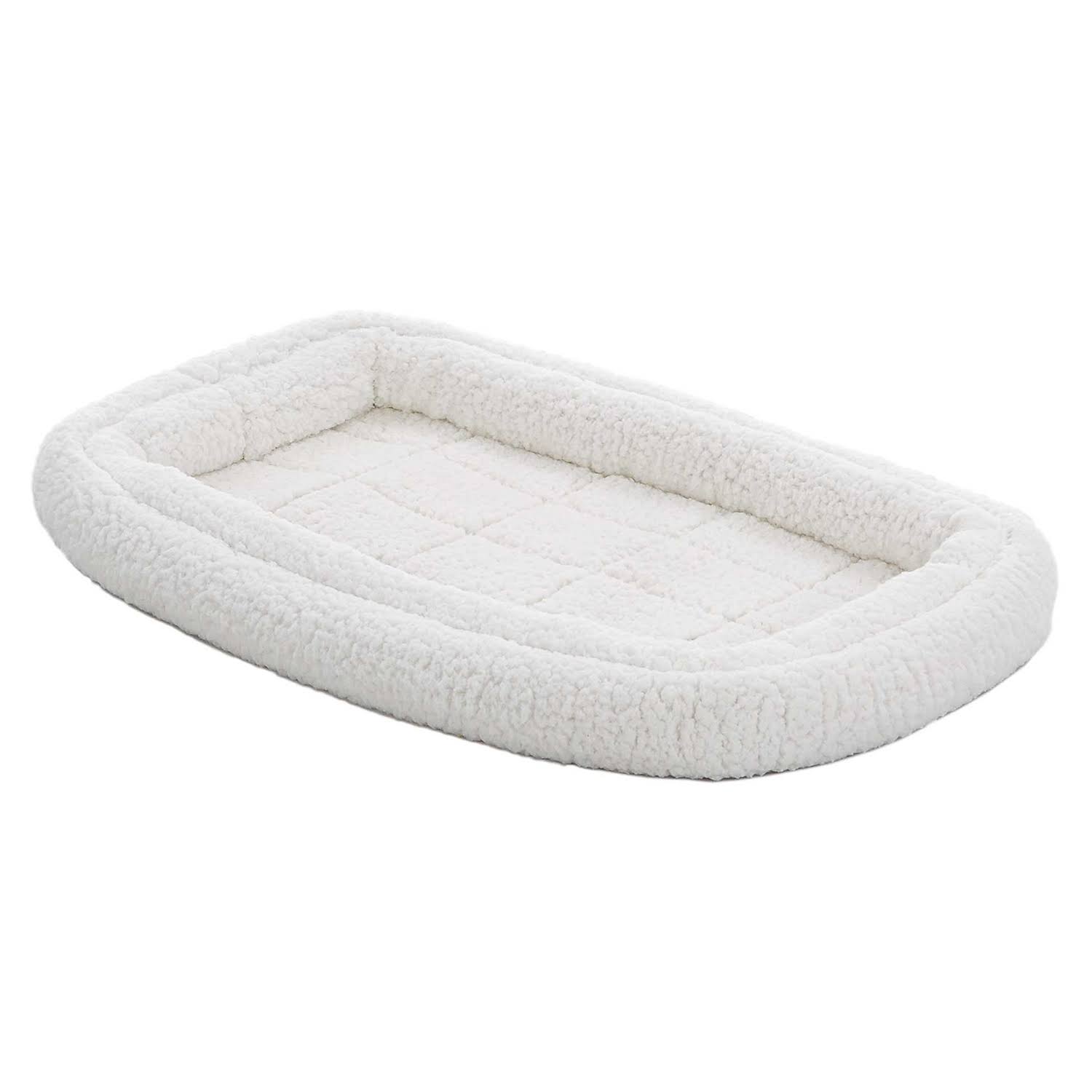 MidWest Quiet Time Deluxe Toy Double Bolster Dog Bed - White, 42"
