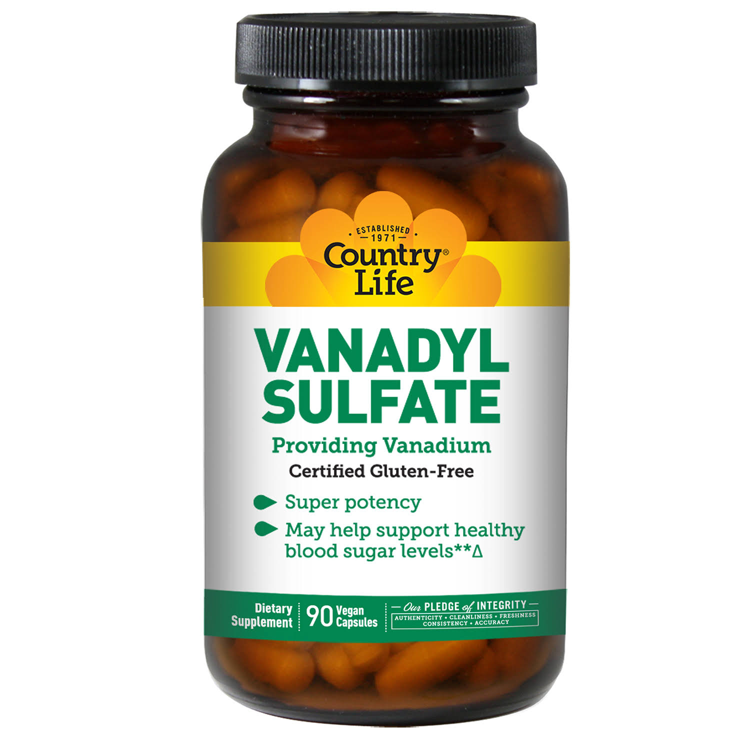 Country Life Vanadyl Sulfate 5000mcg Vegetarian Capsules - x90