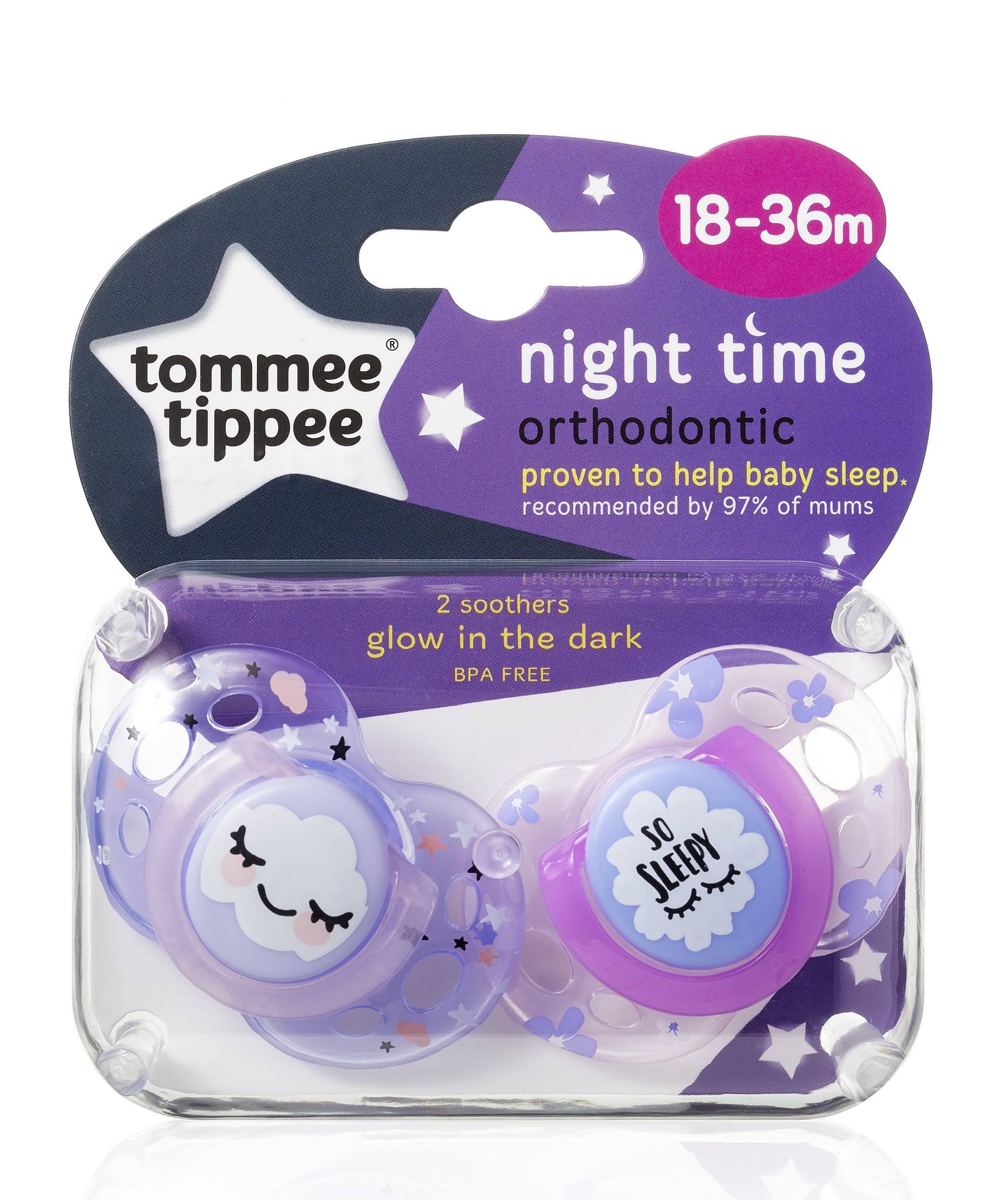 Tommee Tippee Night Time Orthodontic Soothers - 18-36 Months, 2pcs